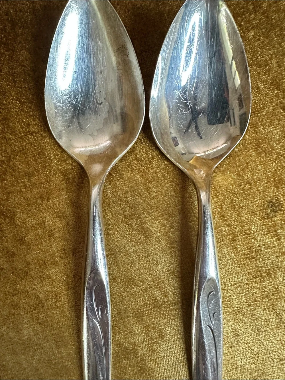 Vintage 60s Oneida Community Flight Serving Spoons Pair - Silver Plated